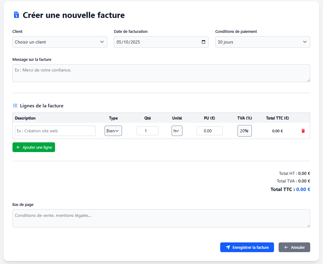 Création de facture
